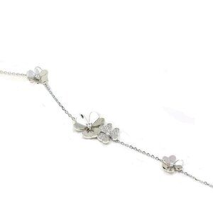 Flower Clover Bracelet 18K White Gold Rhodium Plated over 925 Sterling Silver